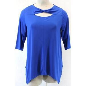 AnyWear by Catherines Plus Blue Waves Twisted Top Blouse Tunic Size 4X